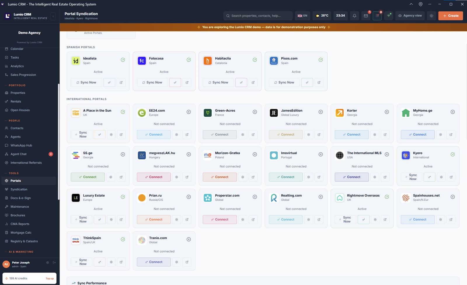 Portal syndication dashboard