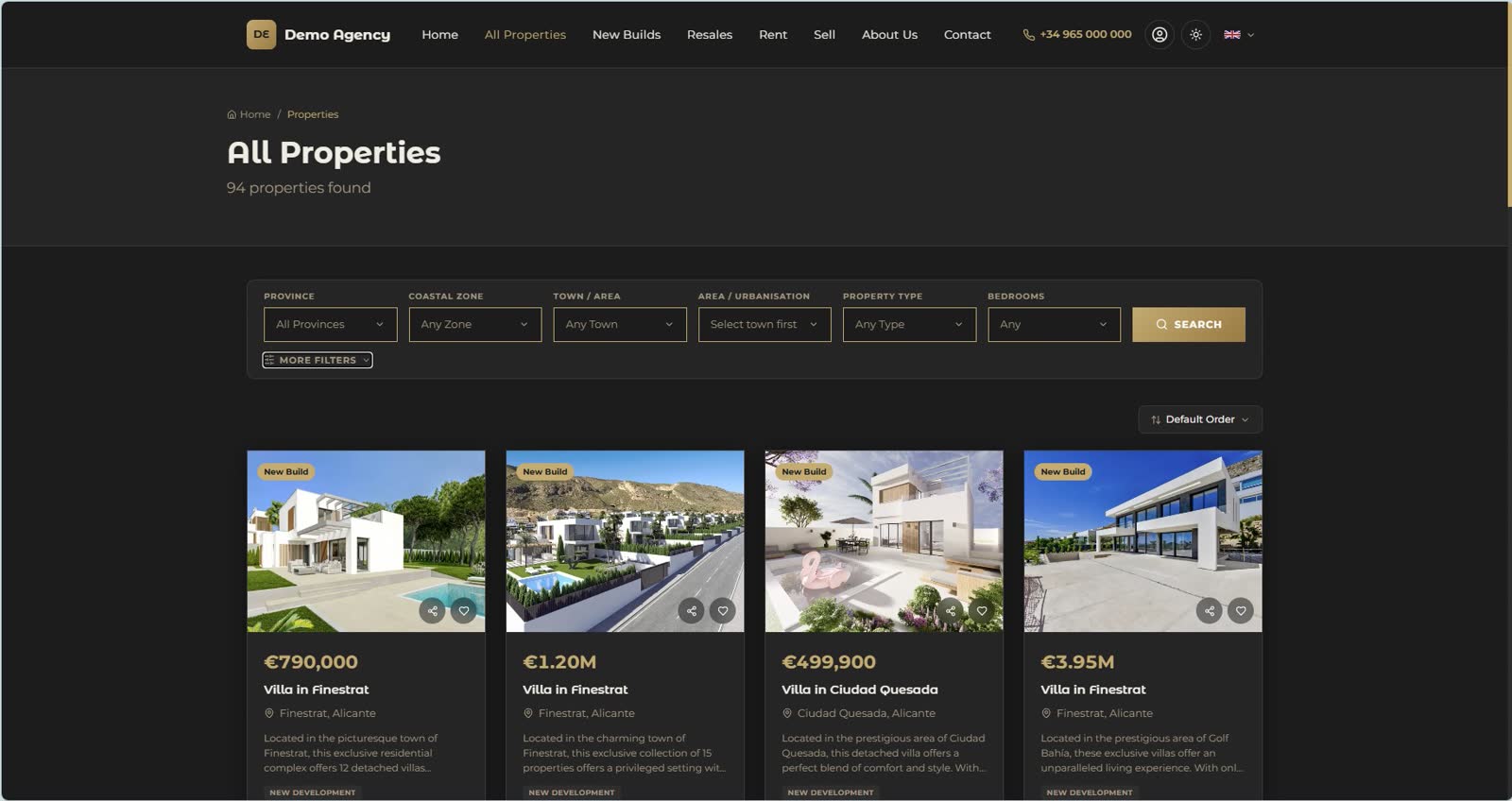 Agency website with live property listings